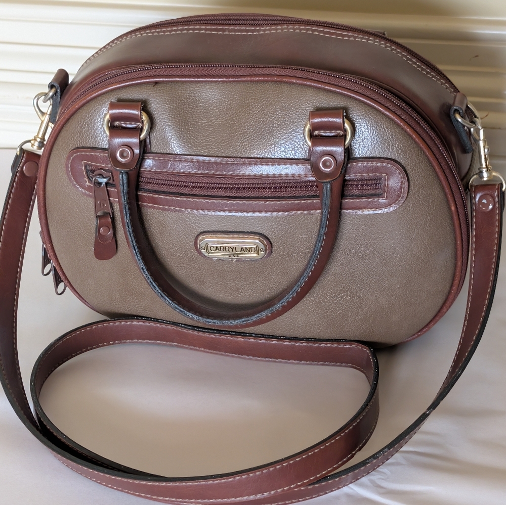 Vintage Carryland Vegan Leather Satchel Purse Handle Carry Or Shoulder Cross Bod